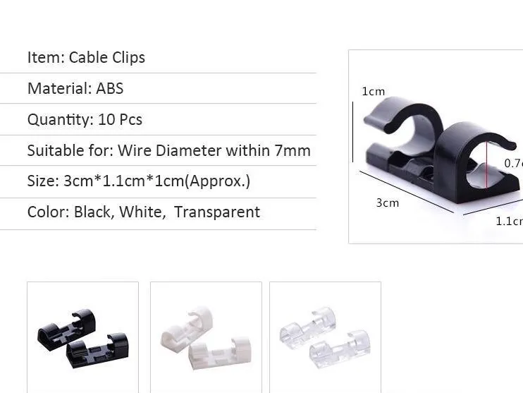 / Wire Cable Clips Management Organizer Desktop Holder USB Laddning Data Line Cable Winder Rated 4.7 / 5 baserat på