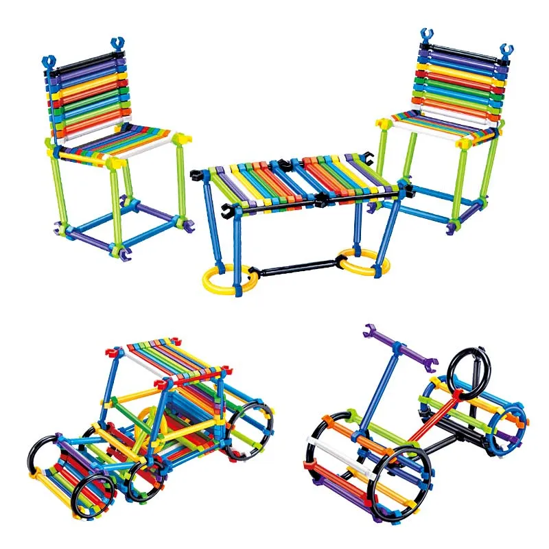 Groothandel 1000 stks Kinderen Puzzel Speelgoed voor Kinderen Stick Building Plastic Rod Magic DIY Educatief Speelgoed Verbeter Creativiteit DIY Blocks