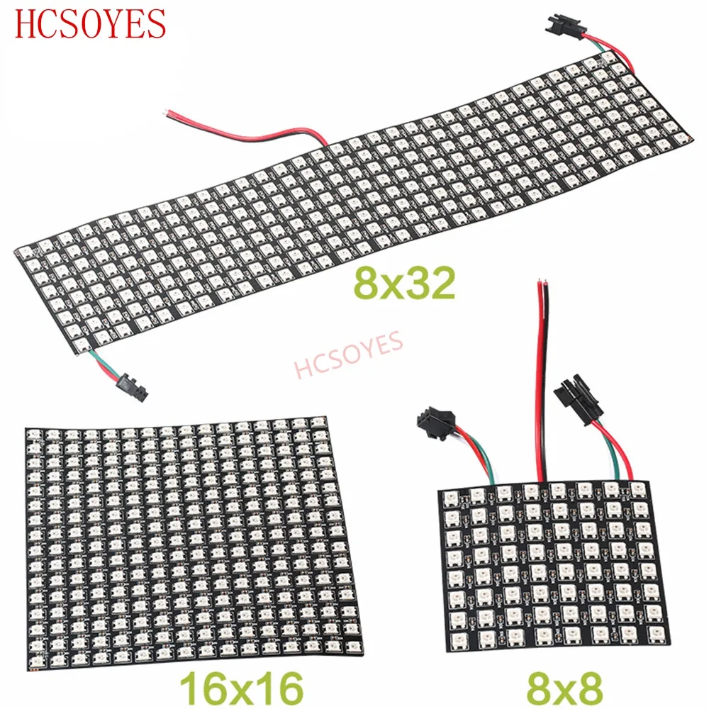 DC5V 8x8/16x16/32x8 WS2812B led Pixel 2811 ic Individually addressable LED module rgb LED Heatsink Digital Pixels Panel