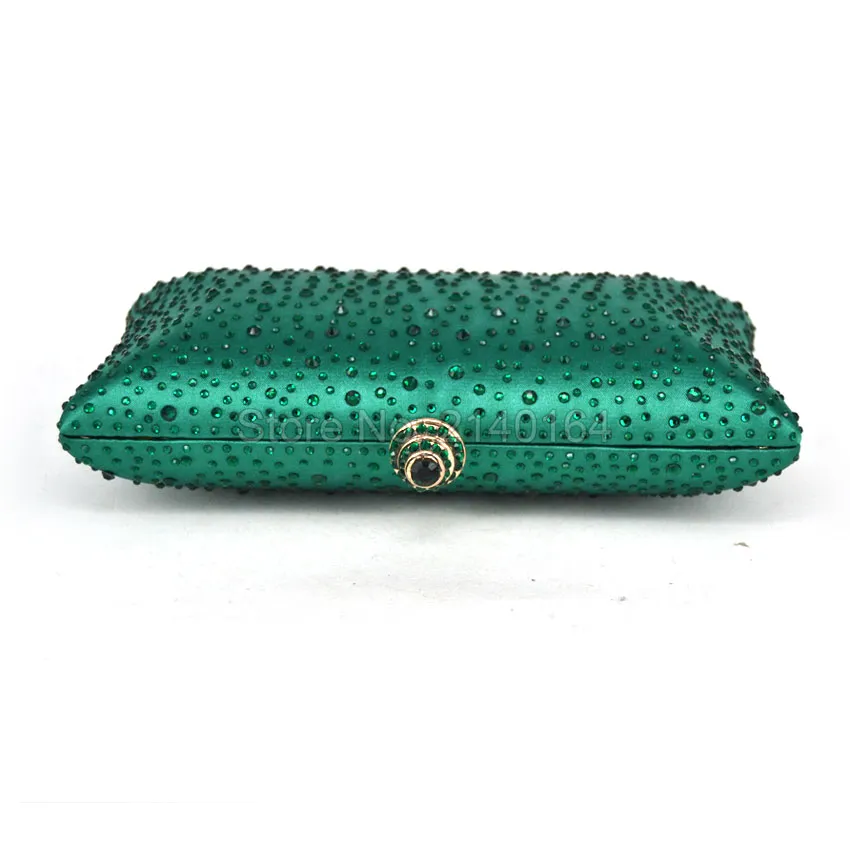 Women's Dark Green Evening Clutch Bag with Sparkle Crystal Diamonds for Ladies Wedding Prom Evening Party Crystal Box Clutch T289h