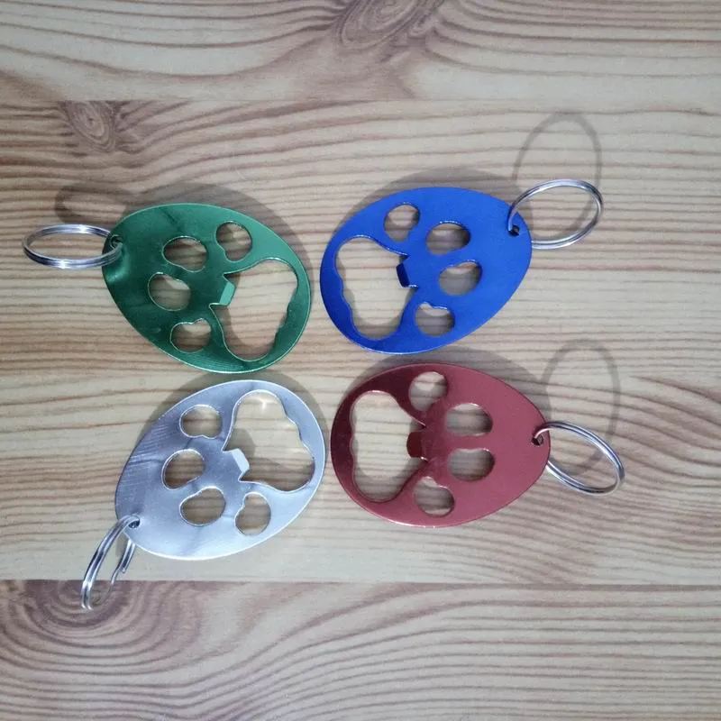 Partihandel 100st Metal Pawprint Beer Bottle Opener Billiga Bulk Flasköppnare Keychain Slumpmässig Color