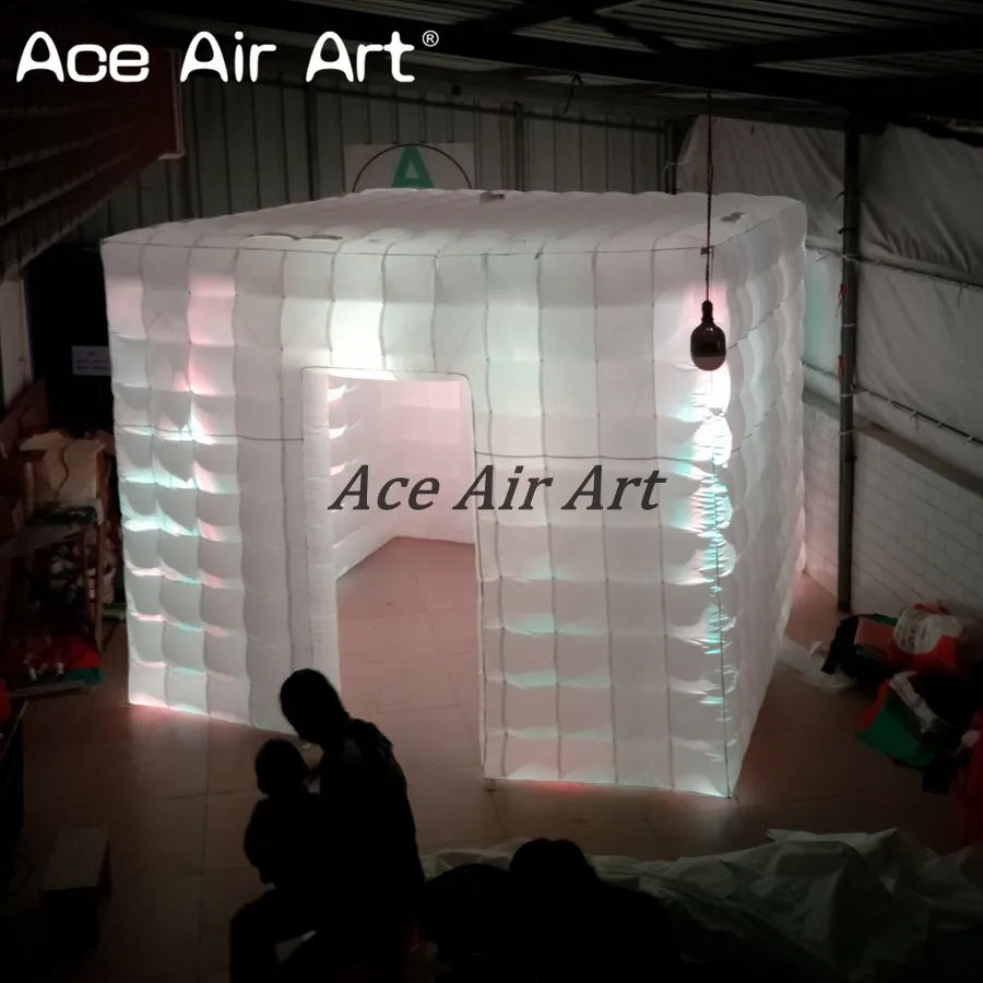 Nouveau design gonflable extérieur photomaton gonflable led cube tente argenté cubique pour mariage fabriqué en chine