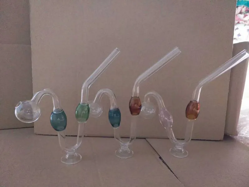 New Design Colorful Snakelike Glass Pipes Bong Oil Burners 20cm Big Thick Glass Tobacco Water Pipes for Smoking Hookahs Pipe with Base P01