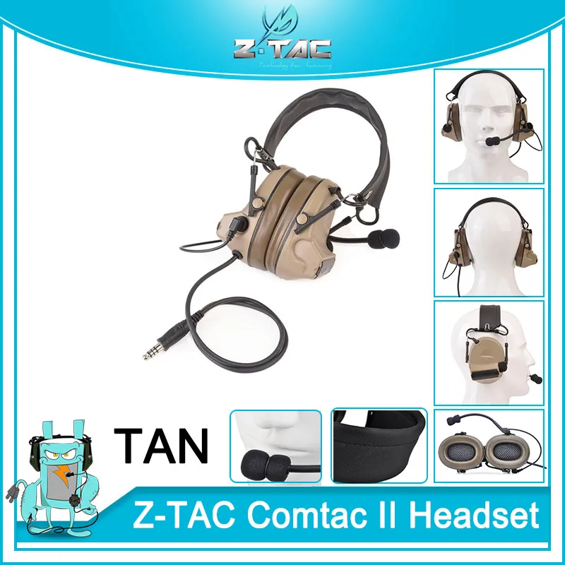 Z TAC C2 Aviation Headphone II Tactical Headsets Noise Canceling Earphone Airsoft