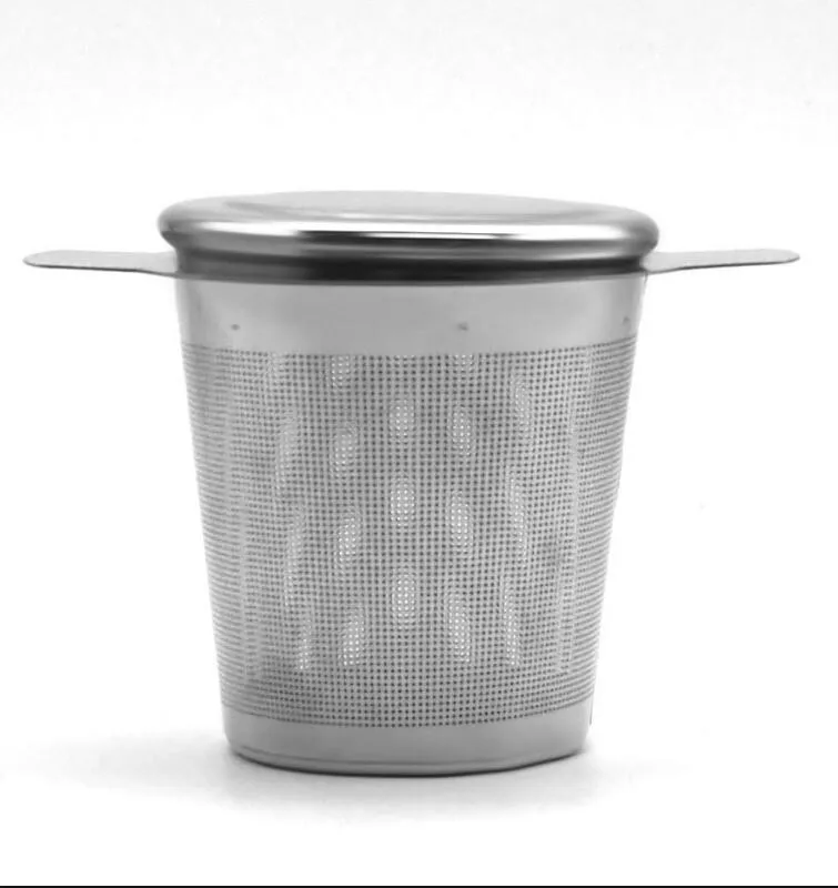 Kreativ rostfritt stål te Infuser Brew-in-mugg med långa handtag för att steeping Loose Leaf Tea locket ingår gratis frakt