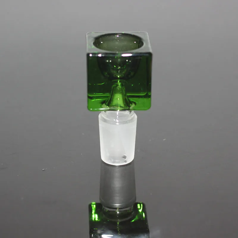 Tigela de vidro para bong bong quadrado grosso único colorido masculino 18mm 14mm bongs peça cachimbo de água acessório para fumar inebriante tigelas peças verde preto