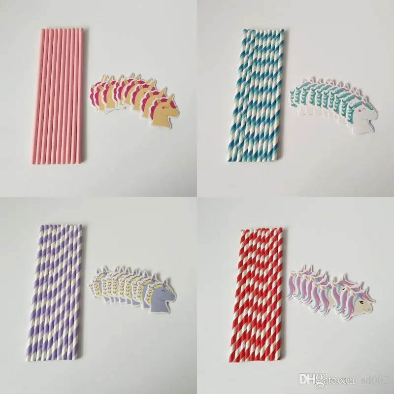 Cartoon Unicorn Series Paper Drinking Straws Creative Design Cocktail Juice Stripe Straw For Party Decorative Supplies 1 7tt ff