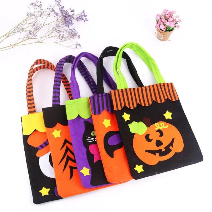 Colorful Halloween Candy Bag Gift Bags Pumpkin Trick or Treat Bags Sacks Hallowmas Gift For Kids Event Party Supplies Decor