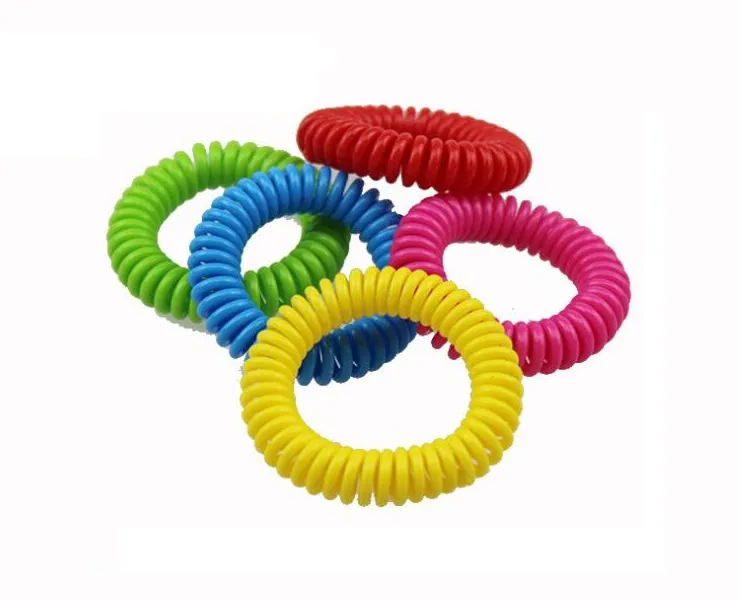 Bracciale repellente zanzare anti-prurito con crema gel Olio essenziale Bobina elastica estensibile Bracciale a spirale polso Anello telefonico Catena Anti-zanzara 5000 pezzi