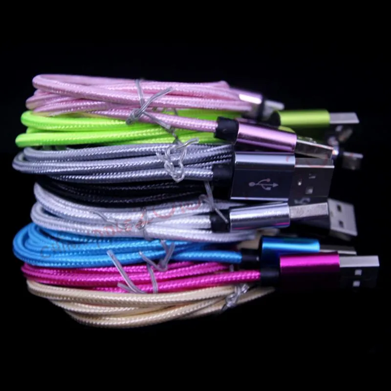 1M 2 M 3M Tkanina Stopowa Kabel Pleciony Typ C Micro USB Kable ładowarki dla Samsung S4 S6 S7 HTC Android Telefon