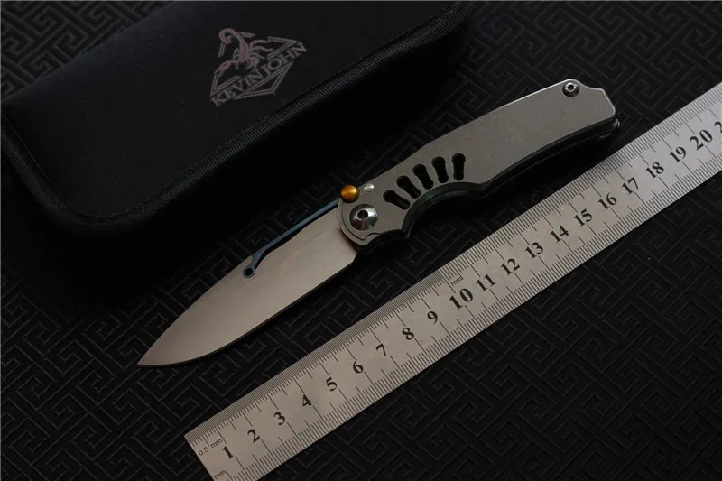 Kostenloser Versand, Kevin JohnTilock Outdoor Flipper Klappmesser Titan Griff M390 Klinge Taktische Camping Überleben Messer EDC Werkzeuge