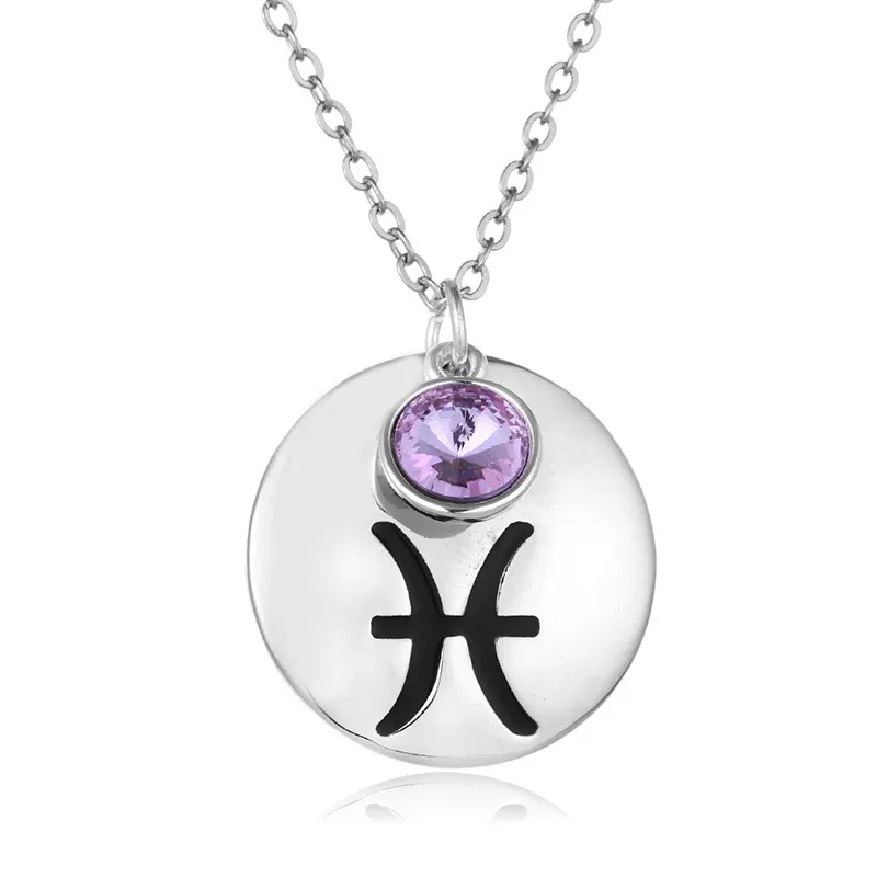 Mode 12 Zodiac Kettingen Gelukkige Geboortesteen Verjaardag Sieraden Topkwaliteit Crystal Gems Constellaties Hanger voor Dames Luxe Accessoires