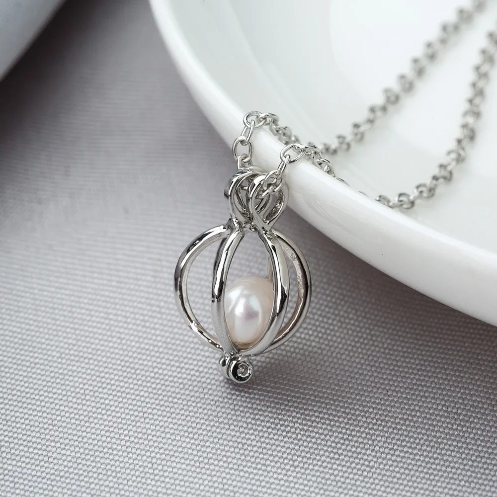 Save Big on Bulk Pearl Necklace With Cage Pearl Cage Pendant Necklace 2020  New Love Wish Natural Oyster Pearl Design Fashion Hollow Locket Clavicle