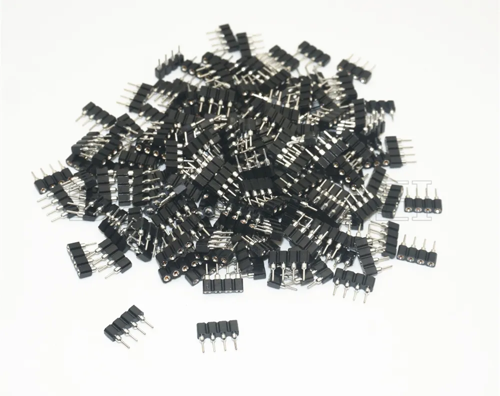 100pcs/200pcs/500pcs/1000pcs 4pin RGB connector led 4 pin needle male to female type double 4pins DIY connect for 5050 RGB leds strip