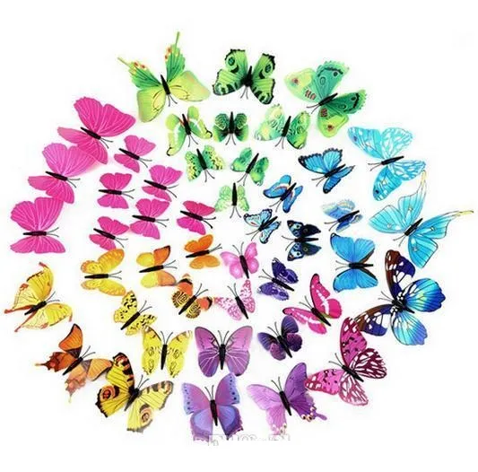 30 Style 3D PVC Beautiful Magnetic Butterfly Removable Wall Stickers Butterfly Fridge Magnet Sticker Living Room Wall Decoration ak085