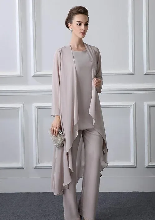 Elegant Chiffon of the of bride pantsuits with - Perfect for Beach Weddings and Groom Events - Long Garment DH326