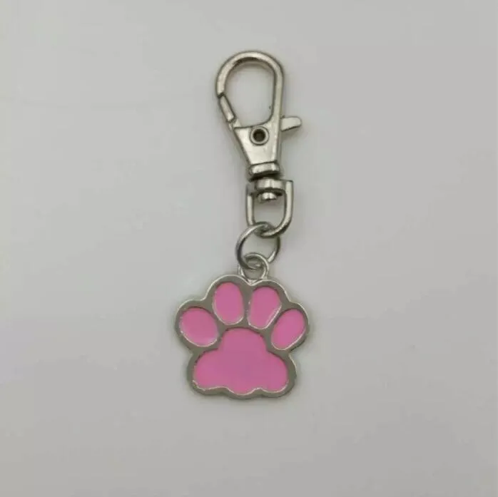 Enamel cats / dog paw prints Keychain-Fashion jewelry Tibetan silver Bear paw print charm Tennis pendant key chain ring Keychain A1