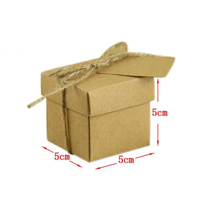 100st Square Wedding Candy Box Kraft Paper Chocolate Favor Boxes Christmas Baby Shower Souvenirs 555CM2529970