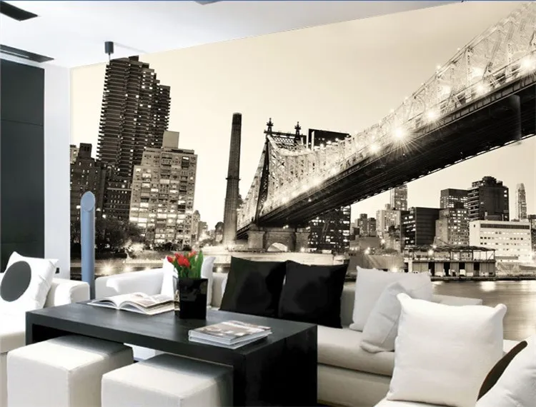 Нью-Йорк Po обои по индивидуальному заказу Манхэттенский мост фреска обои Hoom Декор нетканая бумага настенная роспись61784723062913