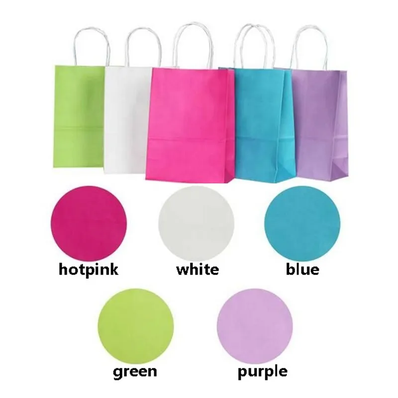 pack Kraft Paper Gift Bag 21x15x8cm Solid Color Boutique Store Festival Gift Wrap Bags met handle4511468