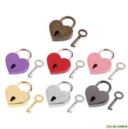 Heart Shape Vintage Old Antique Style Mini Archaize Padlocks Key Lock With key