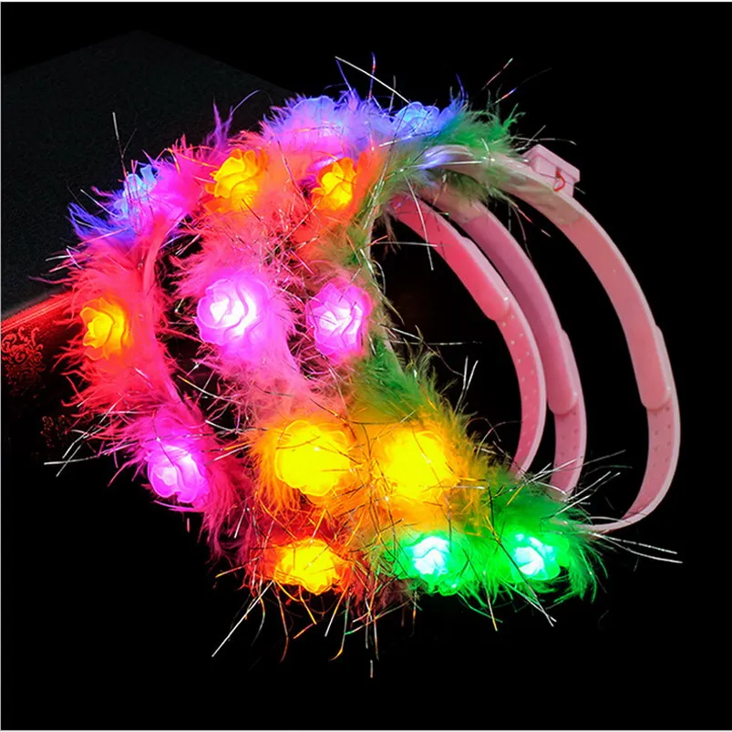 Colorful LED lampeggiante Flower Headband Light-Up Ghirlanda floreale Corona Bambini Adulti Headwear Glow Party Supplies ZA4548