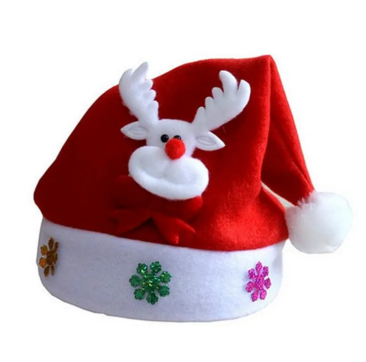 Christmas Hat For Kids Adult Gifts Cartoon Applique Santa Deer Snow Designs Hats Christmas Holiday Supplies SN1160