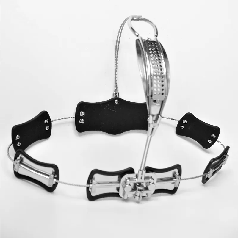 Adjustable Size Stainless Steel Female Chastity Belt, T-type Chastity lock, Chastity Device, Adult Game Sex Toy with Vagina Plug and anal p