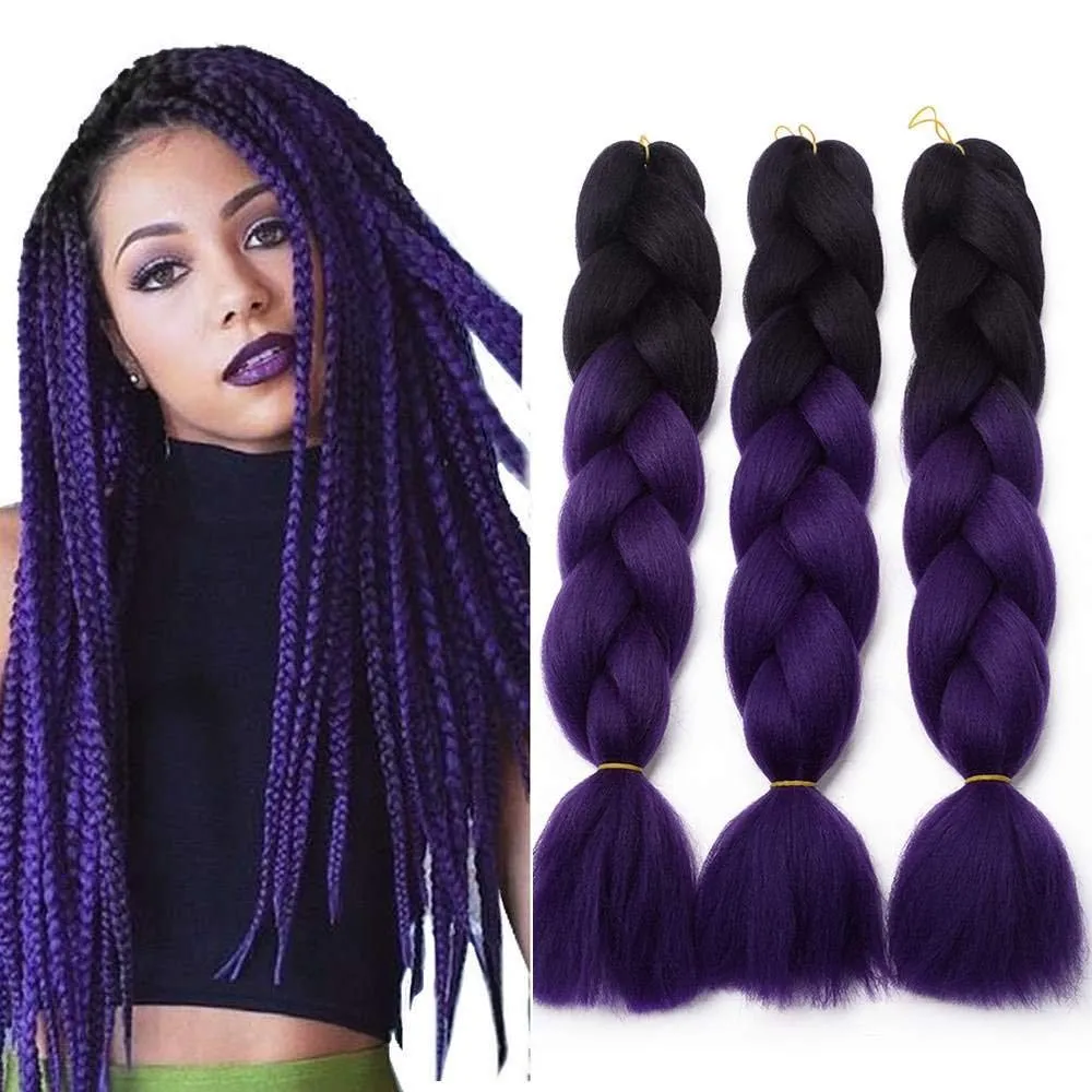 Kanekalon Jumbo Braiding Hair Synthetic Two Tone Black Brown Jumbo