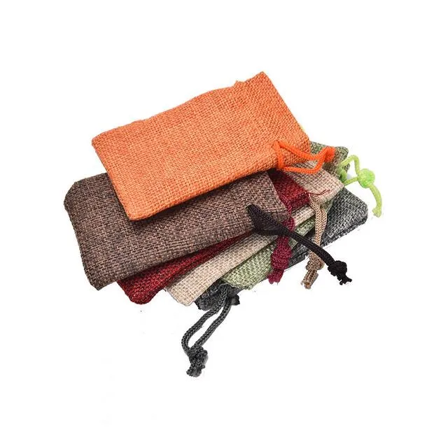 Mini Jute Pouch Linnen Hessian Hennep Trekkoord Kleine Gift Verpakking Tas Trouwring Sieraden Pakking Pouch GA23