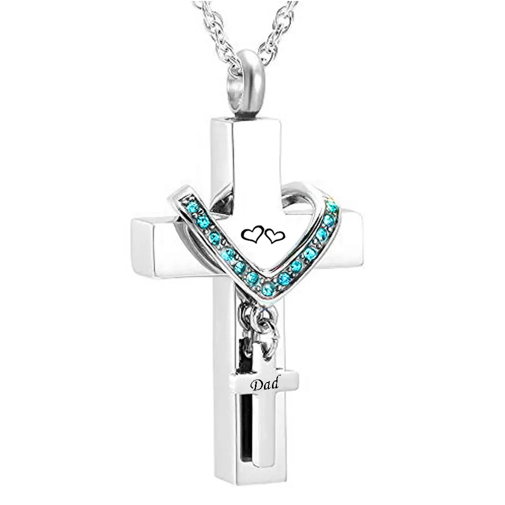 Memorial Bijoux En Acier Inoxydable Croix pour papa Memorial crémation cendres Urne Pendentif Collier souvenir urne Bijoux