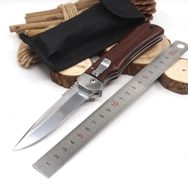 Snelle open camping vouwen zakmes 7CR18MOV Blade Materiaal Tactische Camping Hunting Survival Mes met Houten Handvat