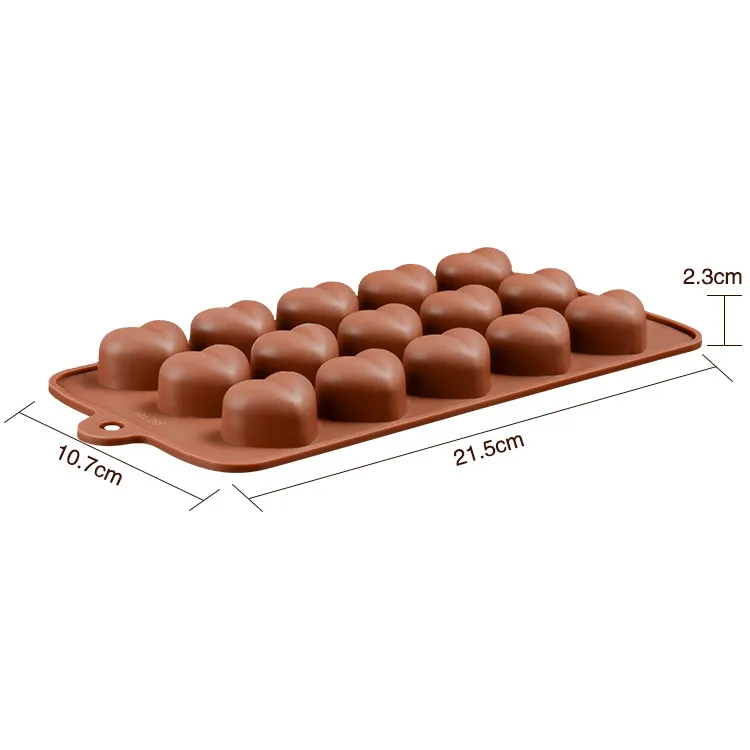 15 furos forma de coração moldes de chocolate diy decoração do bolo de silicone geléia de gelo amor presente moldes de chocolate ferramentas de cozimento