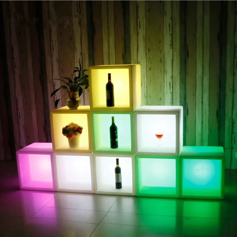 Akryl 400x400x400mm RGB LED-islådor LED-skåplampa med fjärrkontroll och laddare LED Vinskåp för att sätta flaska Övriga