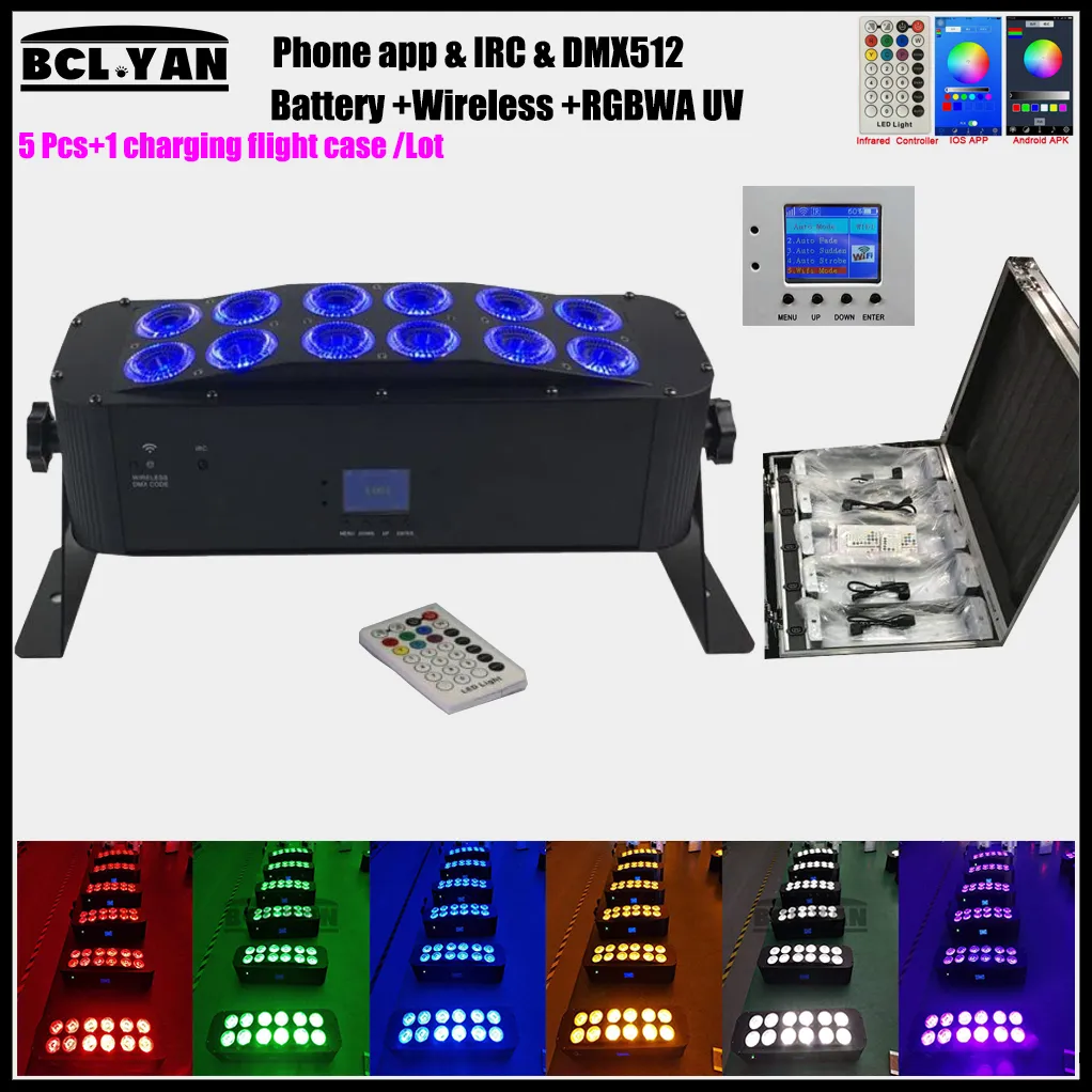 Ślubny pilot na podczerwień inteligentna bateria bezprzewodowa myjnia DMX światła sceniczne led 12 sztuk 18w RGBWA UV 6w1 disco dj uplighting WIFI aplikacja na telefon pilot zdalnego sterowania