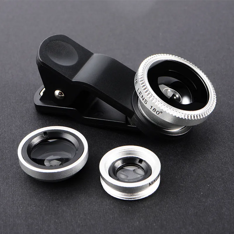 Fisheye Lens 3 İçinde 1 Cep Telefonu Lens Balık Gözü Geniş Açılı Makro Kamera Lens İPhone 7 6s artı 5S5 Xiaomi Huawei Samsung544448804