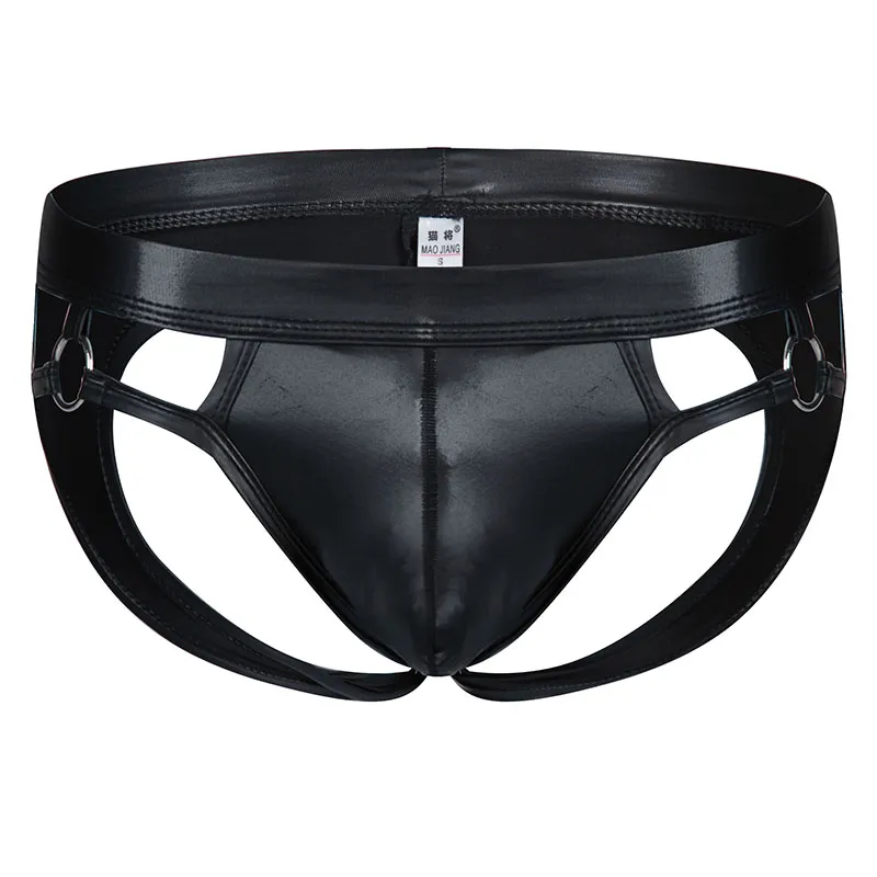 Sexy Men`s Leather Ring Briefs Underpants Jockstrap T-back Panties Sissy Gay Couple Penis Pouch Erotic Brief Underwear for Men