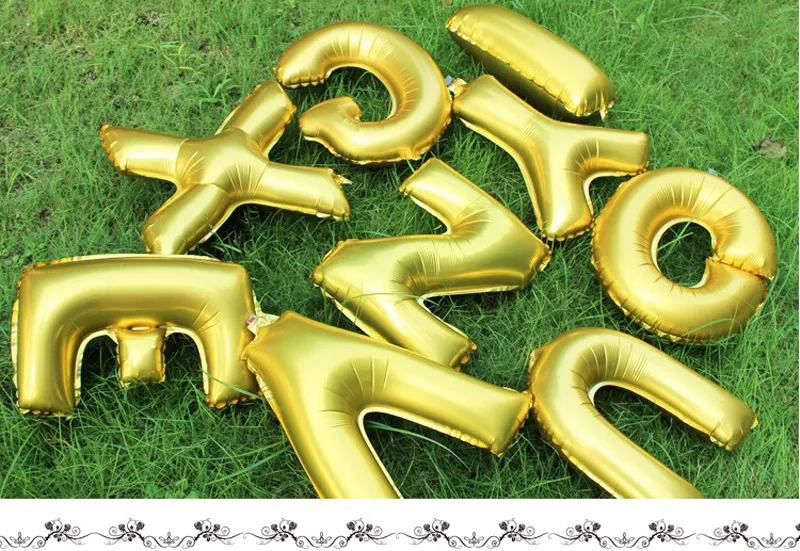 16 pulgadas 09 Número de plata dorada Globos de aluminio Letras AZ Globos de helio Fiesta de cumpleaños Decoración de boda Globos de aire Proveedor de fiesta7213423