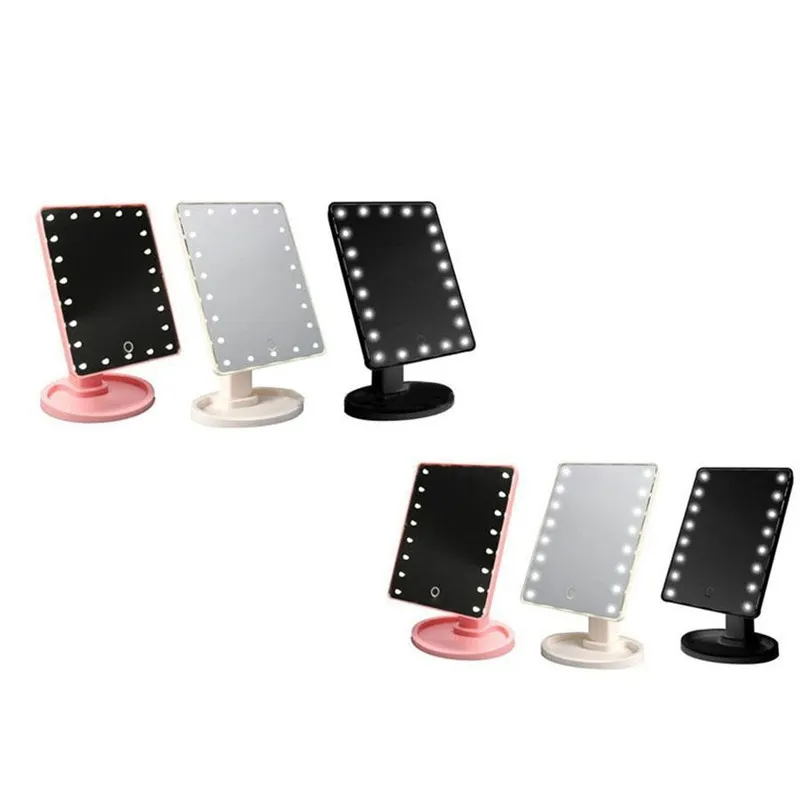 360 Degree Rotation Touch Screen Make Up Mirror Cosmetic Folding Portable Compact Pocket With 22 LED Lights Makeup Tool Free DHL