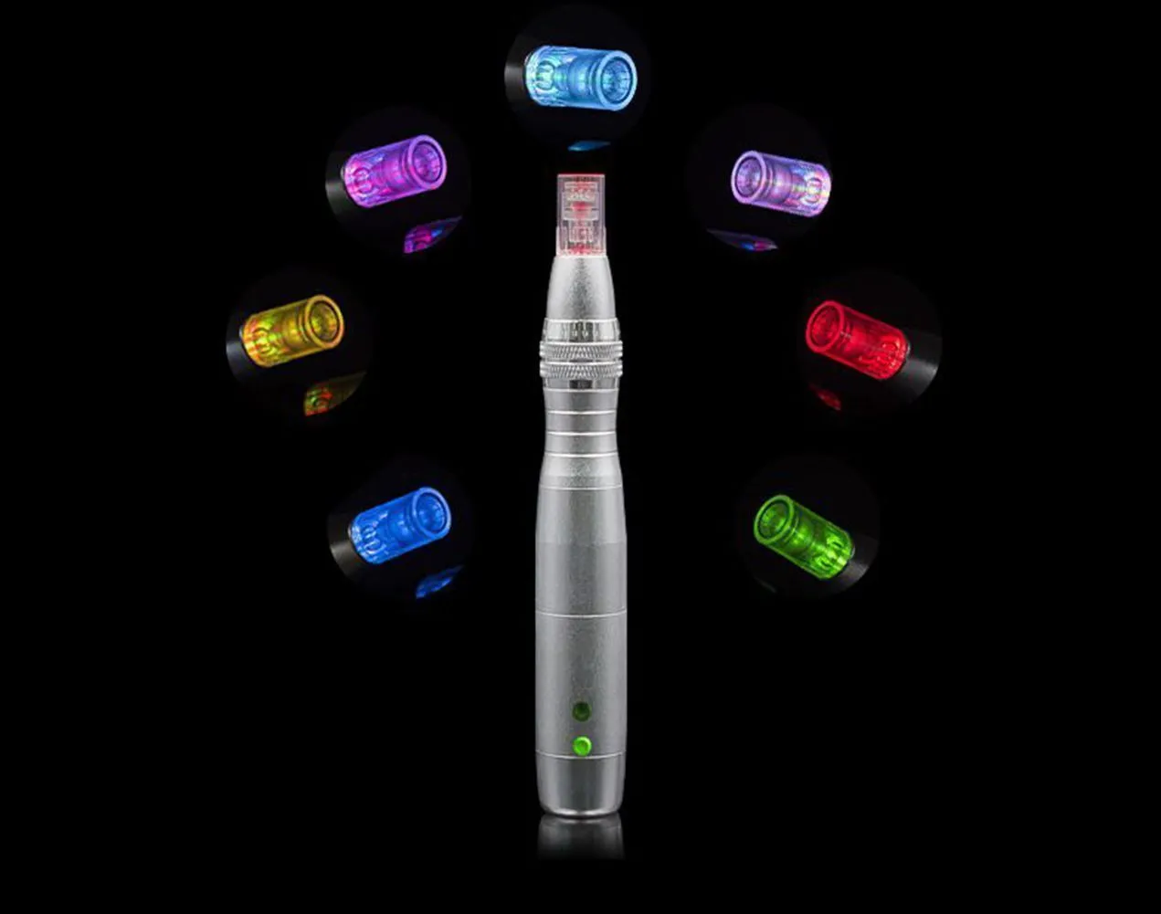 Stylo Derma électrique Photon LED 7 couleurs, Micro aiguille, soins de la peau, thérapie de beauté, Anti-vieillissement, élimination des rides de l'acné