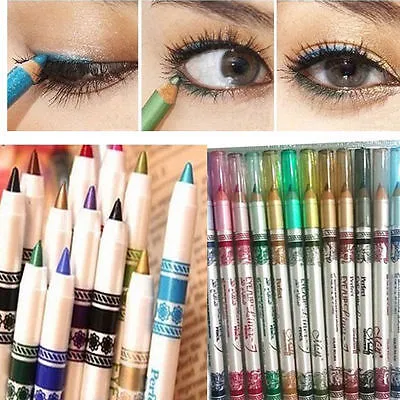 12 färger glitter eyeliner blyerts penna penna kosmetisk makeup set mix färger skönhetsverktyg