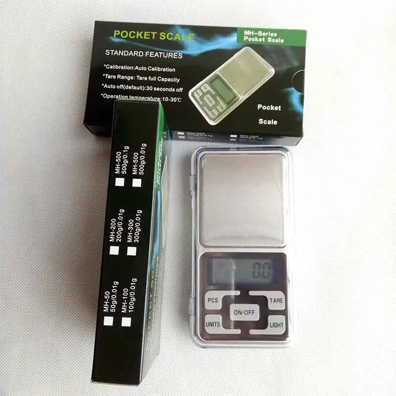 Mini Electronic Digital Scale Diamond Smycken väger Balance Pocket Gram LCD Display Scales With Retail Box 500G01G 200G001G4350124