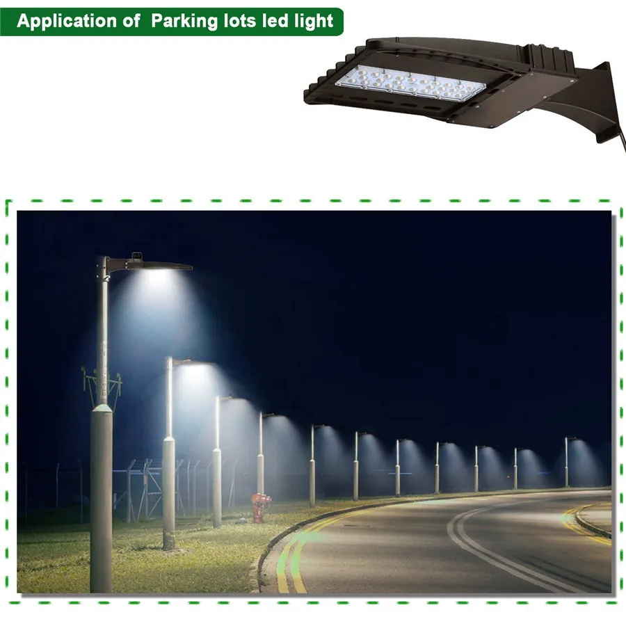 LED Shoebox Parking Lights 100W 150W 200W IP66 Waterproof Outdoor Street Pole Light with UL & DLC Listed