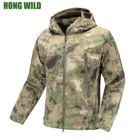 Militär taktisk jacka lurker haj hud mjuka skal män windbreaker armé kamouflage vattentät hooded camo jakt kläder