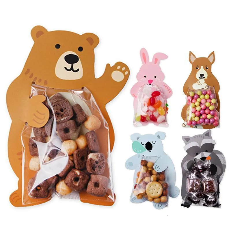 Cute Animal Bear Coniglio Koala Candy Bags Greeting Cards Cookie Bags Sacchetti regalo Baby Shower Decorazione festa di compleanno