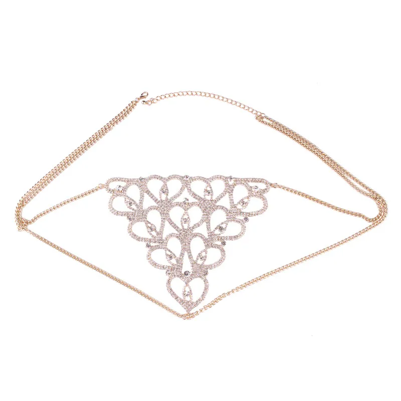 Women Sexy Body Chain Charm Exaggerated Luxury Crystal Underwear Belly Waist Chain Statement Jewelry for Women