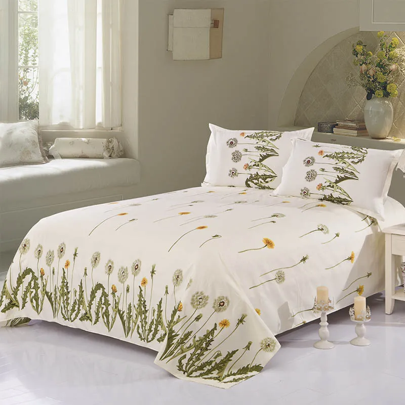 Série de fleurs blanches à la mode, housse de drap de lit en microfibre, housses de matelas double, Queen, King, Super King, 1 pièce