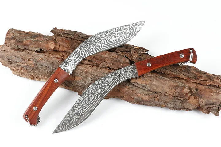 Couteau de jambe de chien népalais direct d'usine couteau de cuisine couteau à fruits 7Cr17 lame à point de chute pleine soie manche en bois Camping en plein air randonnée EDC Gear