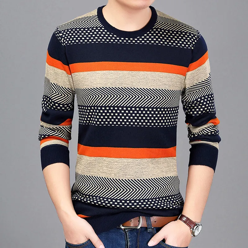 Mens Ethnic Style Print Sweater Pullovers Hombre For Spring And