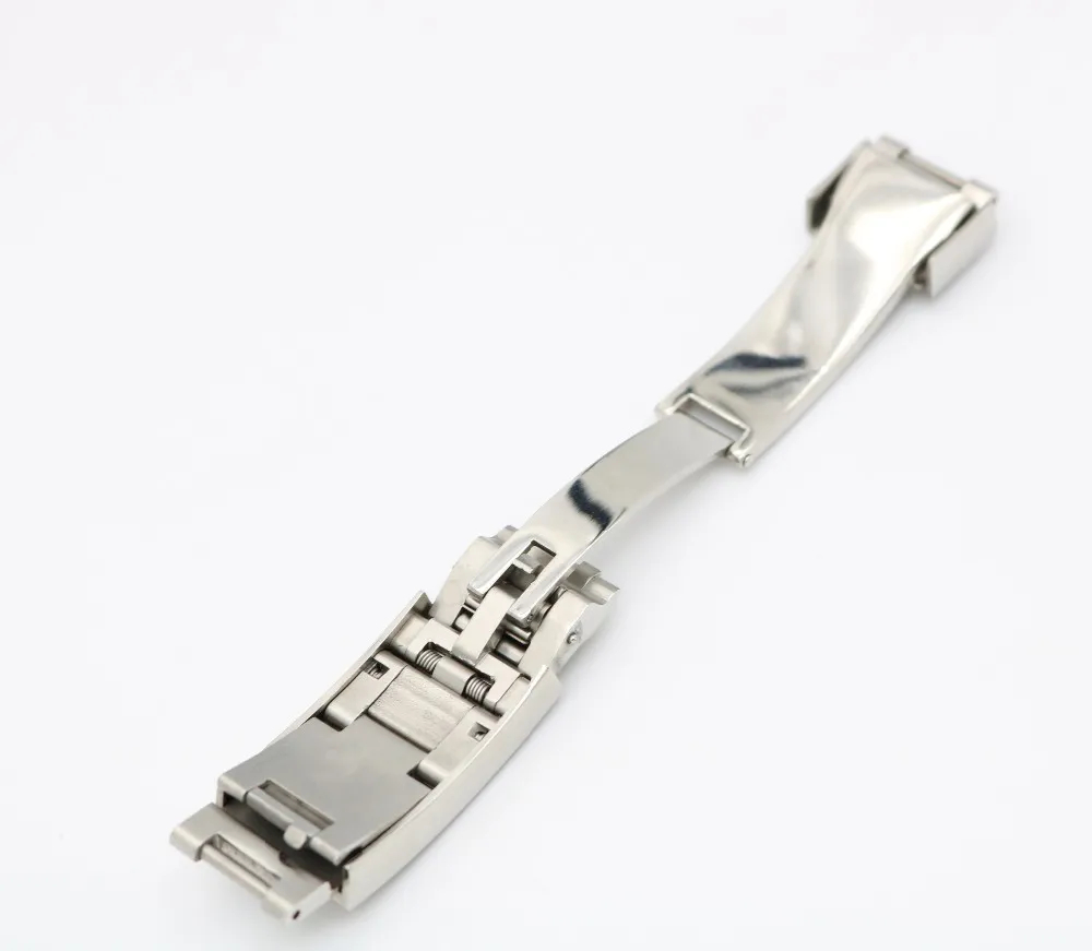 Carlywet 9mm x 9mm New Glack Band Fibbia Glide Flip Lock Deployment Chiusura argento spazzolato 316L in metallo in metallo in metallo solido
